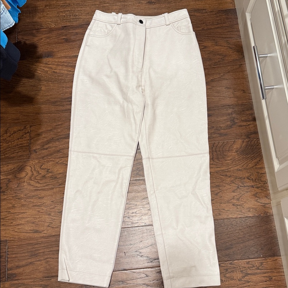 NWT Stella McCartney faux leather cream/White High-Waisted Pants